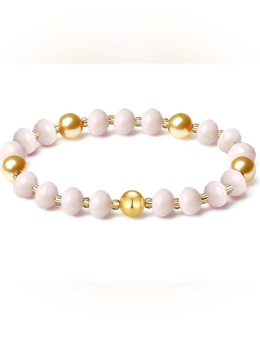 10MM Gold South Sea Shell Pearl Stretch Beaded Bracelet